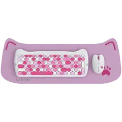 CANYON HSET-W6 EN Keyboard+Mouse Kitty Edition AAA+АА Wireless Pink