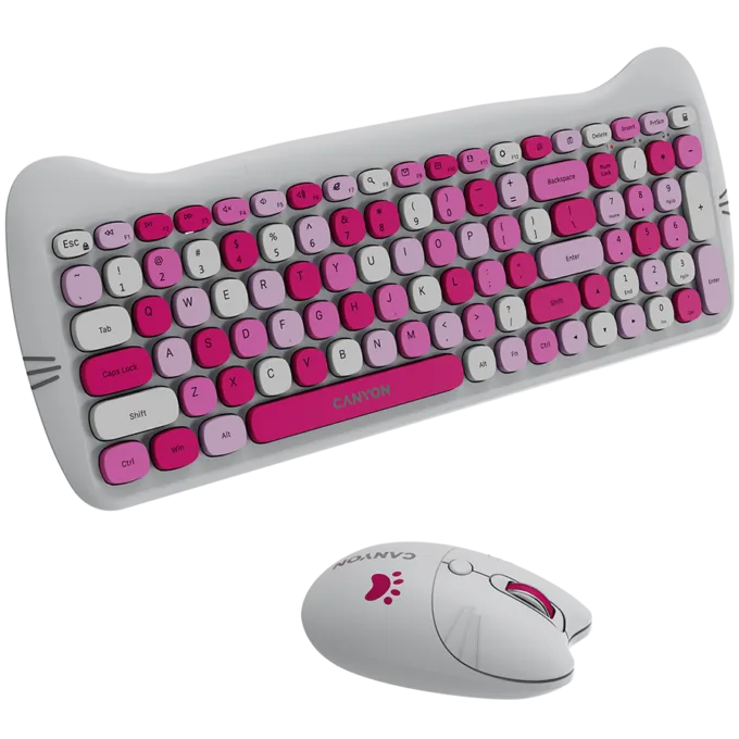 CANYON HSET-W6 EN Keyboard+Mouse Kitty Edition AAA+АА Wireless Pink — image 4
