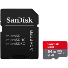 SANDISK Ultra microSDXC 64GB + SD Adapter 140MB/s A1 Class 10 UHS-I
