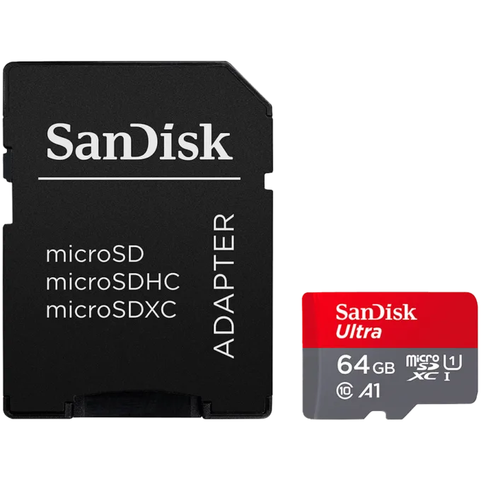 SANDISK Ultra microSDXC 64GB + SD Adapter 140MB/s A1 Class 10 UHS-I — image 1