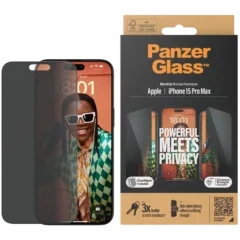 PanzerGlass® Privacy Screen Protector iPhone 15 Pro Max | Ultra-Wide Fit w. EasyAligner