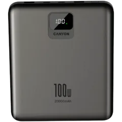 CANYON power bank PB-2008 LED FLAT 20000 mAh PD100W QC3.0 Dark Grey