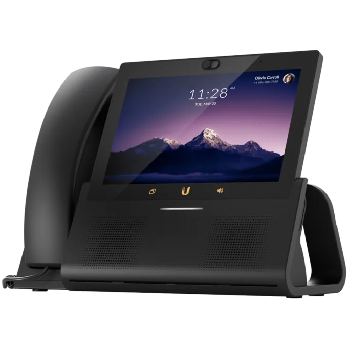 Ubiquiti UTP-TouchMax Premium desktop smartphone that delivers the ultimate user experience, 7" touch display, Ergonomic handset with mute button, Hi-performance speakerphone, Bluetooth support, PoE+ in — image 1