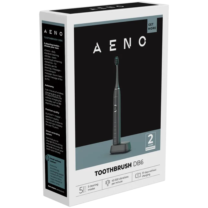 AENO Sonic Electric Toothbrush DB6: Black, 5 modes, wireless charging, 46000rpm, 40 days without charging, IPX7 — image 8