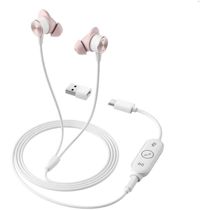 LOGITECH Logi Zone Wired Earbuds - ROSE - USB - EMEA-914 — image 1