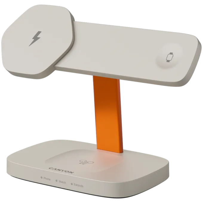 CANYON Wireless Charging Station Hexagon 310 3in1 LightGrey/Orange — image 2
