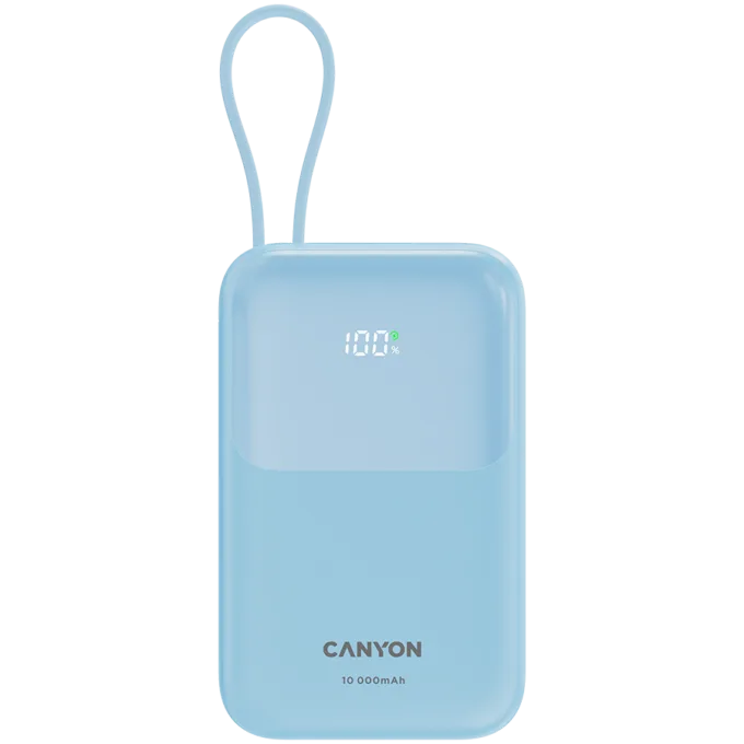 CANYON power bank OnPower 101 built-in cable 10000 mAh PD22.5W Blue — image 1