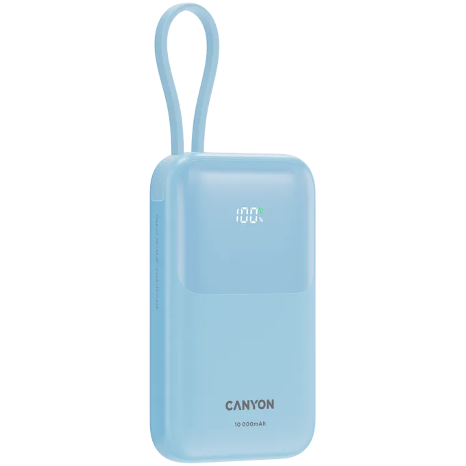 CANYON power bank OnPower 101 built-in cable 10000 mAh PD22.5W Blue — image 3