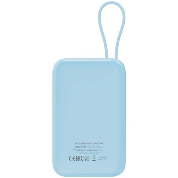 CANYON power bank OnPower 101 built-in cable 10000 mAh PD22.5W Blue — image 4