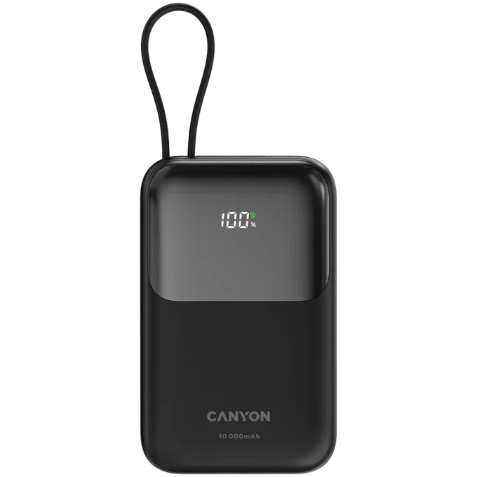 CANYON power bank OnPower 101 built-in cable 10000 mAh PD22.5W Black — image 1