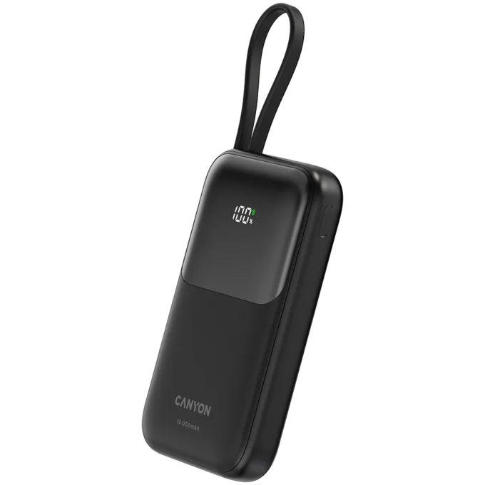 CANYON power bank OnPower 101 built-in cable 10000 mAh PD22.5W Black — image 2