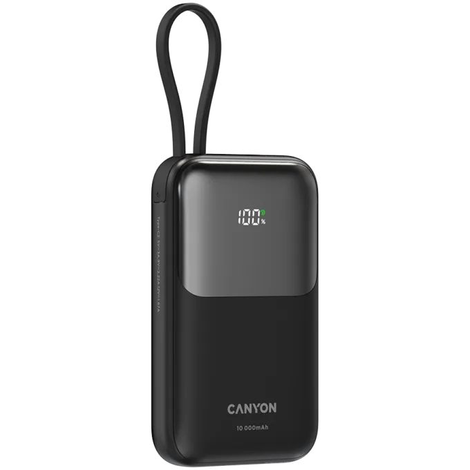 CANYON power bank OnPower 101 built-in cable 10000 mAh PD22.5W Black — image 3