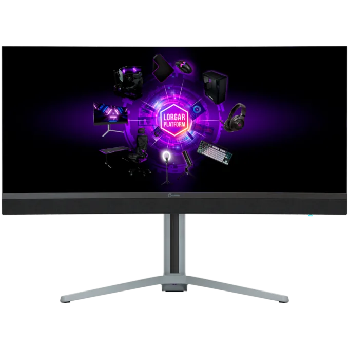 LORGAR 34MP1, UWQHD MiniLED Gaming Monitor Pro, 34'' (3440*1440) VA curved monitor, black/milky grey — image 2