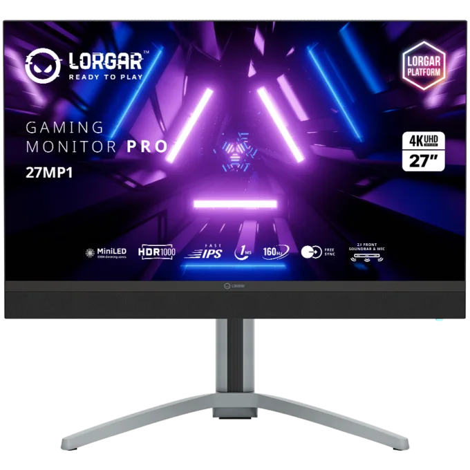 LORGAR 27MP1, UHD MiniLED Gaming Monitor Pro, 27'' (3840*2160) fast IPS flat monitor, black/milky grey — image 1