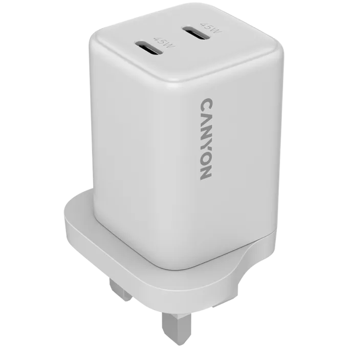 CANYON charger CU65ACC GaN 65W 2xPD 1xQC UK White — image 1