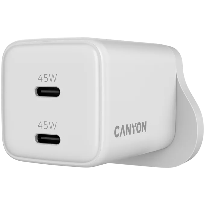 CANYON charger CU65ACC GaN 65W 2xPD 1xQC UK White — image 2