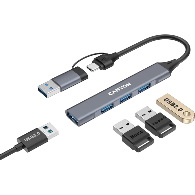 CANYON hub DS-02 4in1 USB-A/C Grey — image 4