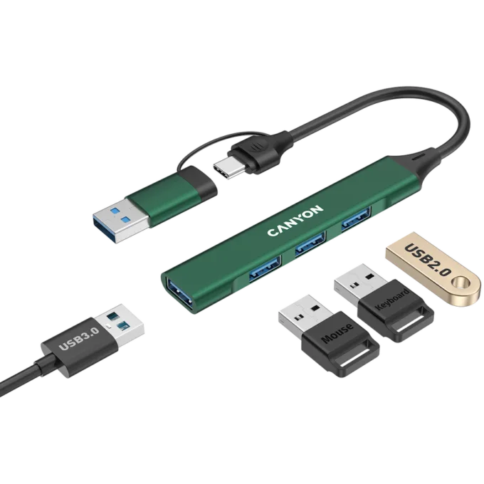 CANYON hub DS-02 4in1 USB-A/C Green — image 4
