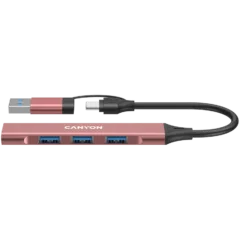 CANYON hub DS-02 4in1 USB-A/C Pink