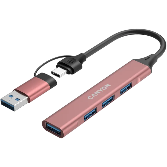 CANYON hub DS-02 4in1 USB-A/C Pink — image 3