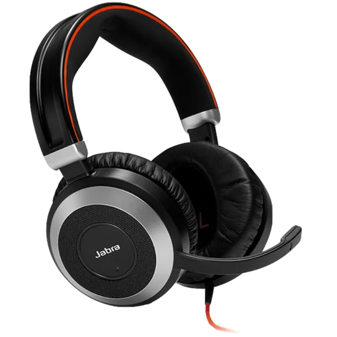 JABRA EVOLVE 80 UC Duo headset only with 3.5mm Jack (without USB Controller), headband, discret boomarm, active Noise Cancellation, Listen-In — image 1