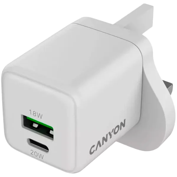CANYON charger CU20AC GaN 20W 1xPD 1xQC UK White — image 2