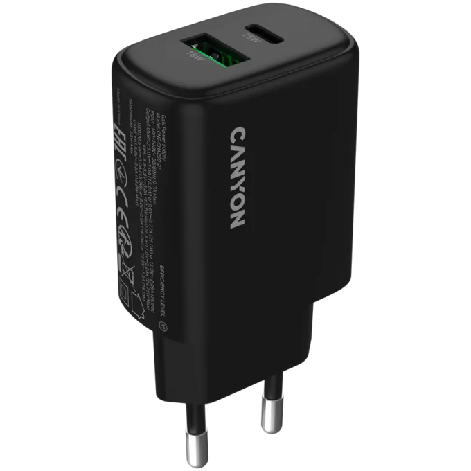 CANYON charger OnCharge 250 25W 1xPD 1xQC EU Black — image 1