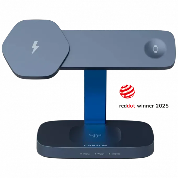 CANYON Wireless Charging Station Hexagon 310 3in1 DarkGrey/Blue — image 1