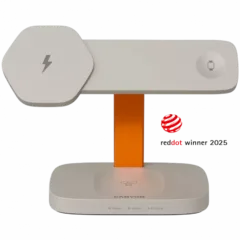 CANYON Wireless Charging Station Hexagon 310 3in1 LightGrey/Orange