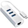 SATECHI Type-C 2-in-1 USB 3.0 Aluminum 3 Port Hub and Ethernet Port Silver