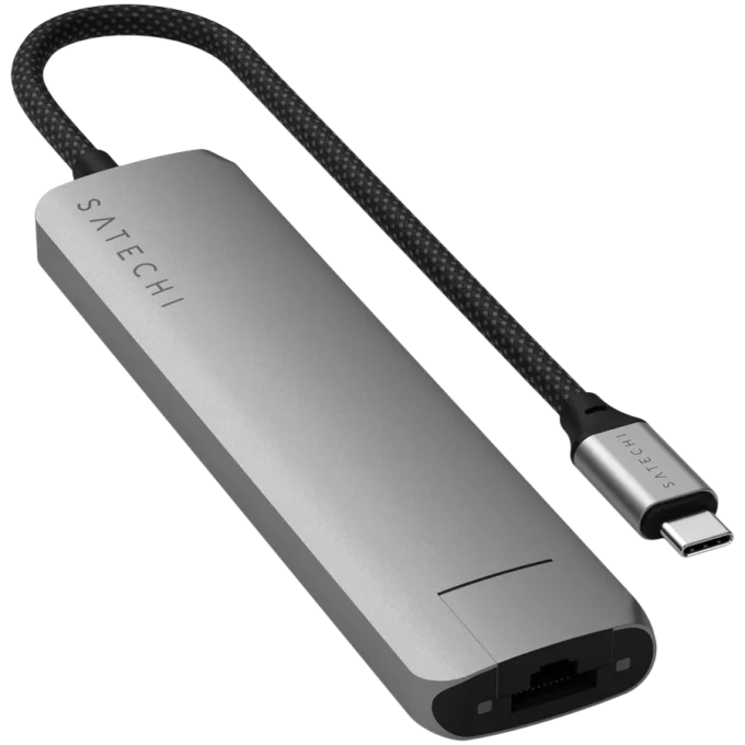 SATECHI 7-in-1 USB-C Slim Multiport Adapter with Ethernet (Space Grey) — image 2