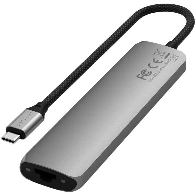 SATECHI 7-in-1 USB-C Slim Multiport Adapter with Ethernet (Space Grey) — image 3
