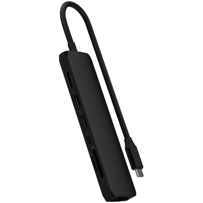 SATECHI 7-in-1 USB-C Slim Multiport Adapter with Ethernet (Black) — image 1