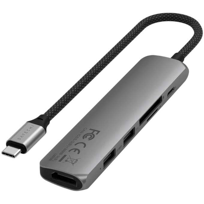 SATECHI 6-in-1 USB-C Slim Multiport Adapter (Space Grey) — image 3