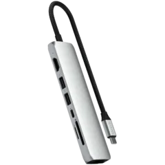 SATECHI 7-in-1 USB-C Slim Multiport Adapter with Ethernet (Silver)