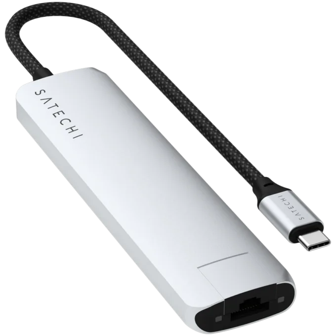 SATECHI 7-in-1 USB-C Slim Multiport Adapter with Ethernet (Silver) — image 2