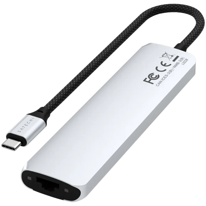 SATECHI 7-in-1 USB-C Slim Multiport Adapter with Ethernet (Silver) — image 3