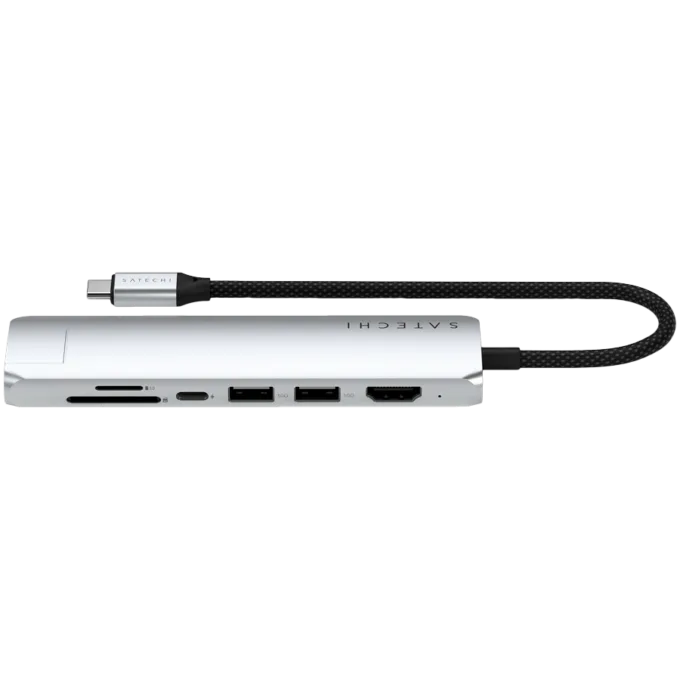 SATECHI 7-in-1 USB-C Slim Multiport Adapter with Ethernet (Silver) — image 4