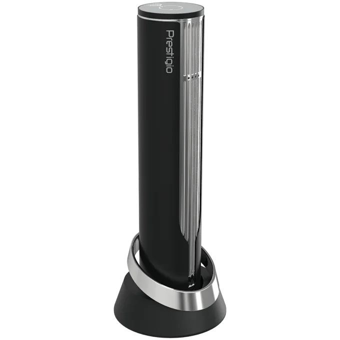 Prestigio Maggiore, smart wine opener, 100% automatic, opens up to 70 bottles without recharging, foil cutter included, premium design, 480mAh battery, Dimensions D 48*H228mm, black + silver color. — image 3