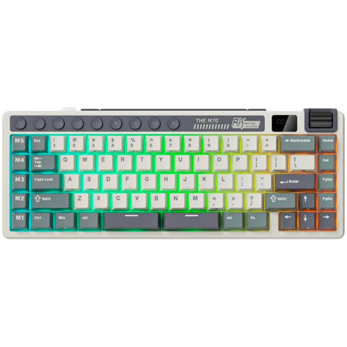 ROYAL KLUDGE RK M70 Cyan Purple Gaming Keyboard Beige switch — image 1