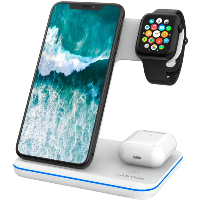 CANYON wireless charger WS-303 15W 3in1 UK White — image 2
