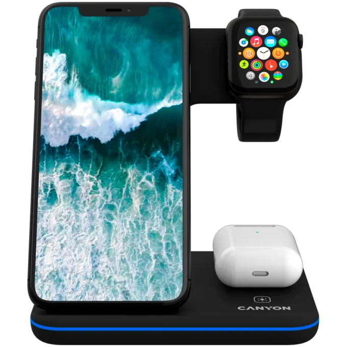 CANYON wireless charger WS-303 15W 3in1 UK Black — image 6