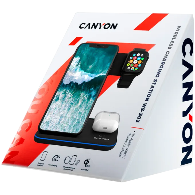 CANYON wireless charger WS-303 15W 3in1 UK Black — image 11