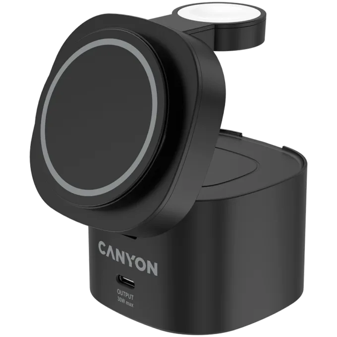 Canyon 4 in 1 Wireless Charging Stand, 30W max, Size: 70x70x70.3mm, weight: 414g, with 1M cable, black — image 2