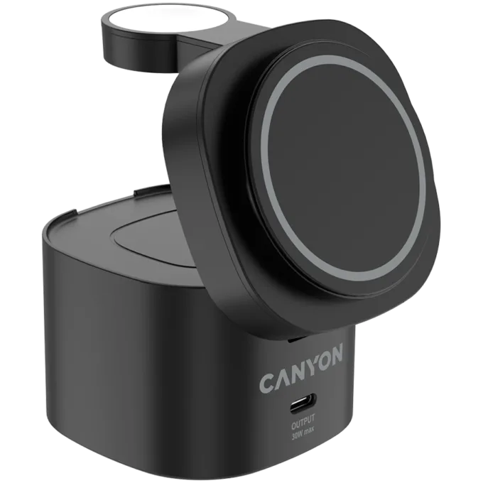 Canyon 4 in 1 Wireless Charging Stand, 30W max, Size: 70x70x70.3mm, weight: 414g, with 1M cable, black — image 3
