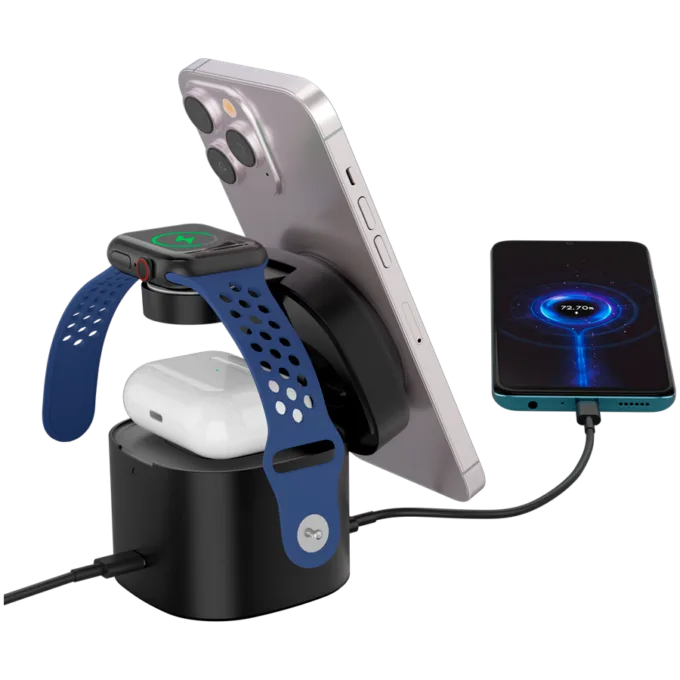Canyon 4 in 1 Wireless Charging Stand, 30W max, Size: 70x70x70.3mm, weight: 414g, with 65W charger and 1M cable, black — image 4