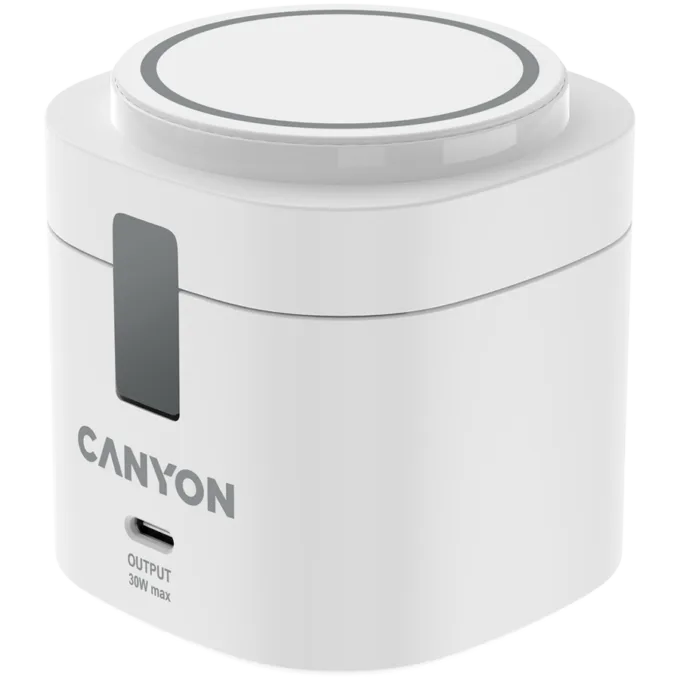 Canyon 4 in 1 Wireless Charging Stand, 30W max, Size: 70x70x70.3mm, weight: 414g, with 1M cable, white — image 1