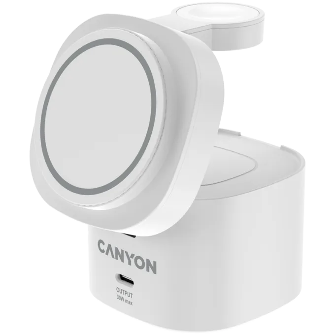 Canyon 4 in 1 Wireless Charging Stand, 30W max, Size: 70x70x70.3mm, weight: 414g, with 1M cable, white — image 2