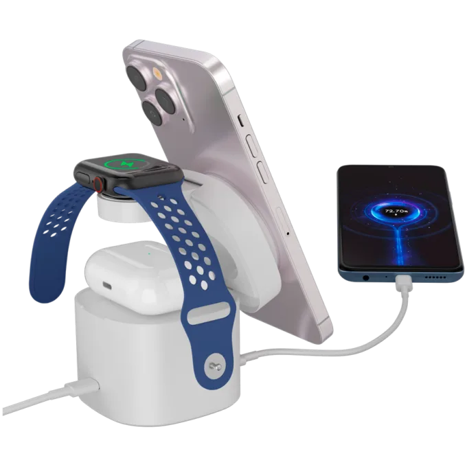 Canyon 4 in 1 Wireless Charging Stand, 30W max, Size: 70x70x70.3mm, weight: 414g, with 65W charger and 1M cable, white — image 4
