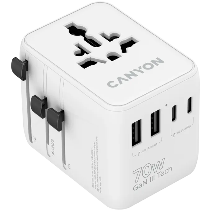 CANYON Travel Adapter OnTour 70 EU/UK/US/AUS 70W White — image 1